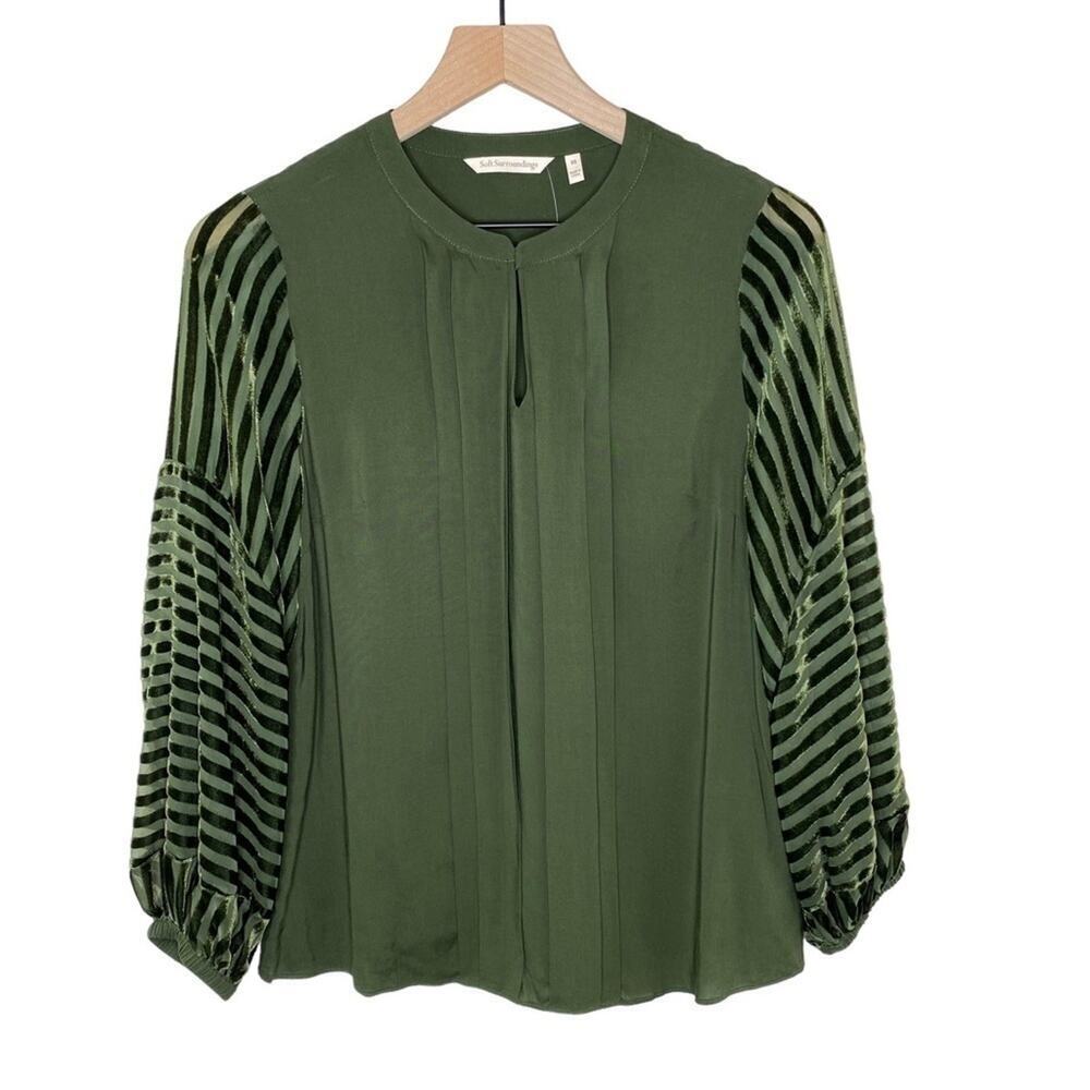 Soft Surroundings Women’s Velour/Sheer Balloon Sleeve Tunic Top Size XS Classic